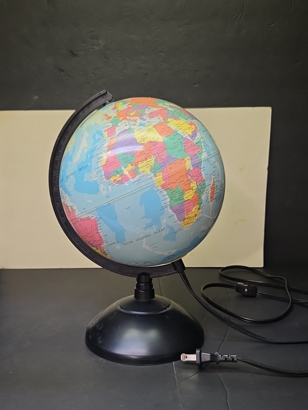 Light Up World Globe 8" Diameter Legend Vintage ~ 12" Tall